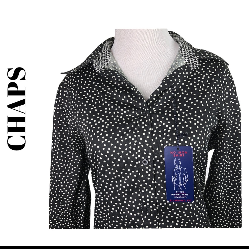 CHAPS - Size L - Black & White Polkadot Button Up